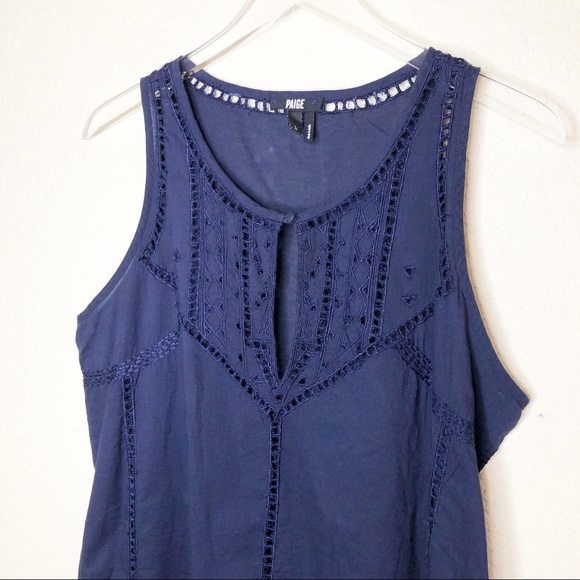 Paige | Dark Blue Cutout Cotton Tank Size Large - Picture 2 of 7